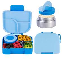 Lonchera Bento con 225 ml de sopa, recipientes herméticos para almuerzo con 3 compartimentos, termo térmico para comida caliente, ideal para la escuela, viajes, cocina, regalo de Navidad y útiles escolares.