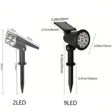 ضوء مسار قابل لتغيير اللون RGB بالطاقة الشمسية، قطعة واحدة لأضواء المناظر الطبيعية للحديقة والحديقة والحديقة وديكور عيد الهالوين والميلاد - الأسود - مشاهدة 4