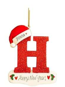1 pieza Adorno de Navidad de acrílico en forma de letra, Decoración navideña para el árbol de Navidad "Feliz Navidad", Adornos de letra manuscrita del alfabeto de 26 letras para decorar el árbol de Navidad, Regalos de Navidad Feliz Año Nuevo 2025, Navidad - Rojo y blanco - Ver 8