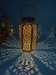 1 件太阳能复古铁艺花瓶灯笼，欧式庭院户外镂空氛围灯装饰，适用于花园庭院景观照明，装饰台灯 - 多色 - 查看 7