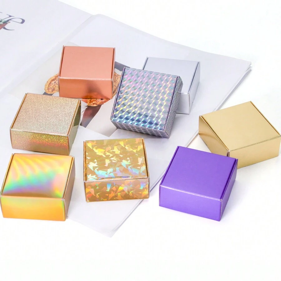 30 piezas de cajas de regalo de cartón iridiscente degradado, cajas de papel plegables adecuadas para empaquetar chocolates, velas, jabones artesanales, recuerdos, fiestas o celebraciones de bodas