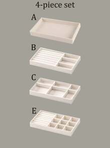 7 件/套珠宝展示托盘，天鹅绒珠宝收纳盒，戒指耳环项链珠宝收纳托盘，可堆叠珠宝架托盘，化妆品收纳和展示，适用于假日海滩、浴室收藏、卧室收藏，大容量 - 彩色 - 查看 21