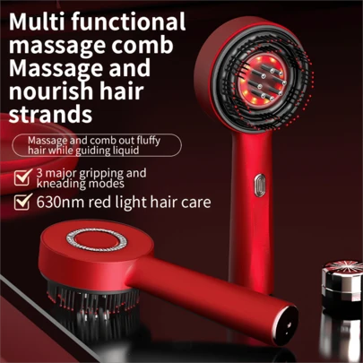 Hailicare Electric Scalp Massage Comb, Red Light Hair Care Comb, Three Modes Available, Type-C Charging