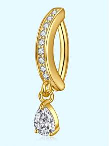 1pc 14G Navel Piercing Jewelry, Cute Pink CZ Heart Bow Flower Dangle Navel Ring, Women 14G Stainless Steel Elegant Dangle Navel Piercing, Valentine's Day - Multicolor - View 18