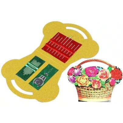 Kit Agulheiro Cesta Costura 19 Agulhas Manuais e 1 Passador Linha