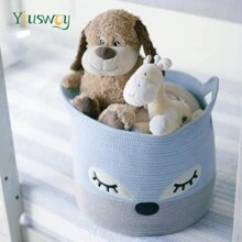 Yiuswoy 1pc Fox Pattern Laundry Hamper, Large Toys Storage Basket, Woven Rope Basket Cartoon Fox Face Laundry Basket, Nursery Storage Basket, Pets Supplies Storage Organiser, Orange And White Art Supplies Storage - Multicolor - View 6