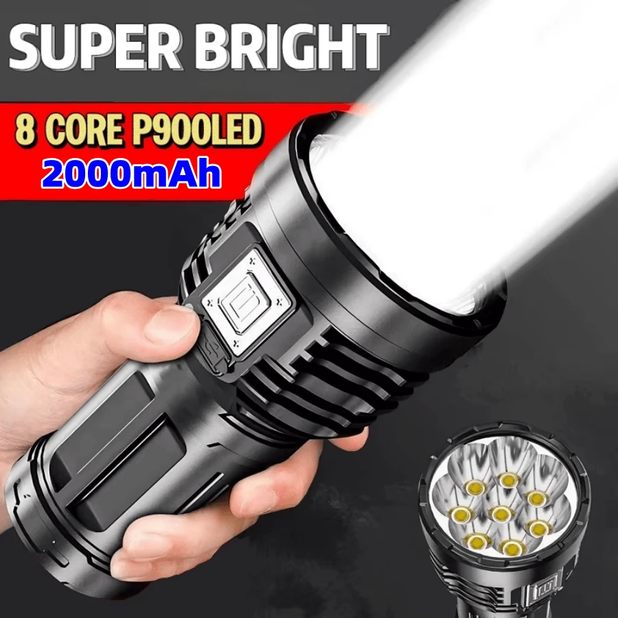 Strong Light HighPower LED Flashlight With Bright 8LED Side Light COB