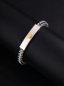1 件简约金色皇冠不锈钢手链 - 金黃色 - 查看 1