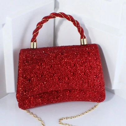 Luxurious Rhinestone Encrusted Rhinestone Handbag, Fashionable Dress Evening Party Clutches For Women, Perfect For Party Wedding Prom Dinner/Banquet, Matching With Holiday Party Dress Evening Dress & Sequin Dress, Excellently Matching With Party Dresses For Women, Glamorous Rhinestone Bag