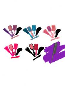 Complete Brush Kit: Magic Brush + Octopus Brush + Fashion Flex Square Brush + Openwork Paddle + Exclusive Gifts - 玫紅色 - 查看 2