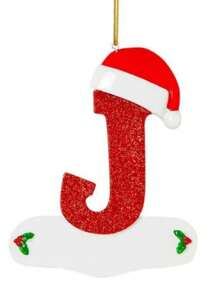 1 pieza Adorno de Navidad de acrílico en forma de letra, Decoración navideña para el árbol de Navidad "Feliz Navidad", Adornos de letra manuscrita del alfabeto de 26 letras para decorar el árbol de Navidad, Regalos de Navidad Feliz Año Nuevo 2025, Navidad - Rojo y blanco - Ver 28