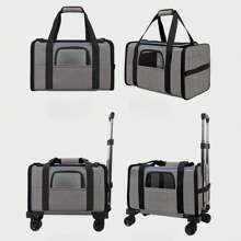 透气可拆卸宠物托运拉杆箱，便携式猫咪旅行行李包 - 彩色 - 查看 6