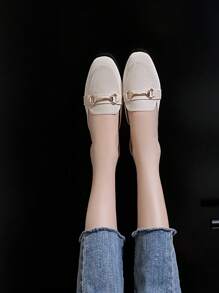Mengshangli 2025 Autumn Vintage French Backless Loafers Brown Slip On Flat Mules For Women - Beige - View 6