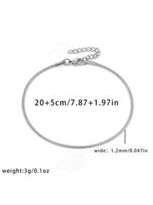 1 pieza 20+5cm Tobillera de cadena de acero inoxidable tipo serpiente, cadena ajustable, accesorio de joyería regalo para mujeres y niñas