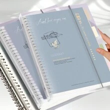 1pc A5/B5 108 Pages, 54 Sheets, Colorful Pp Cover, Detachable Transparent Spiral Bound Notebook, Ruled Pages, For Student Or Business, Diary Scrapbooking,School Supplies,Back To School