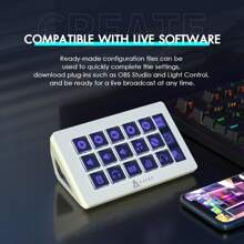 Stream Studio Controller ATTACK SHARK * A.JAZZ AKP153 Stream Studio Controller Keypad Type-C Wired With 15 Macro LCD Key&1 Side Screen Display Detachable Stand For Multi Action Triggered In Win OBS App[Programmable LCD Keys And Screen Display]Designed With 15 Visual Keys