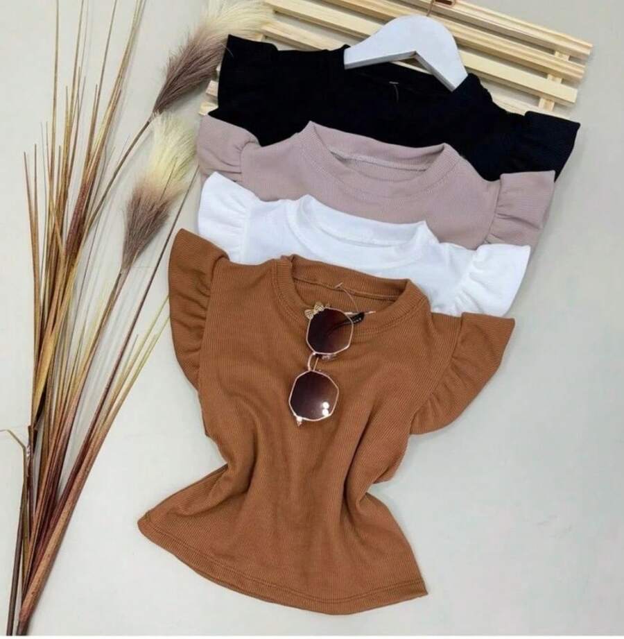 Kit With 3 Cropped Children's Blouses For Girls - 彩色 - 查看 1