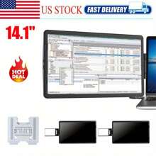 Monitor portátil para computadora portátil de 14.1 pulgadas con soporte ajustable, rotación de pantalla FHD, alta resolución, universal, segundo monitor, monitor externo - 1 monitor + 1 soporte - Ver 5