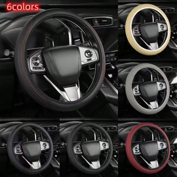 Couverture de volant de voiture de 15 pouces, bande élastique à double cercle en PU