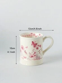 1 件复古油画樱花蝴蝶陶瓷杯 - 粉色 - 查看 3