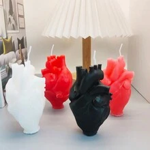 1 件手工制作的心形香薰蜡烛装饰，颜色略有变化，房间装饰，礼物 - 多色 - 查看 1