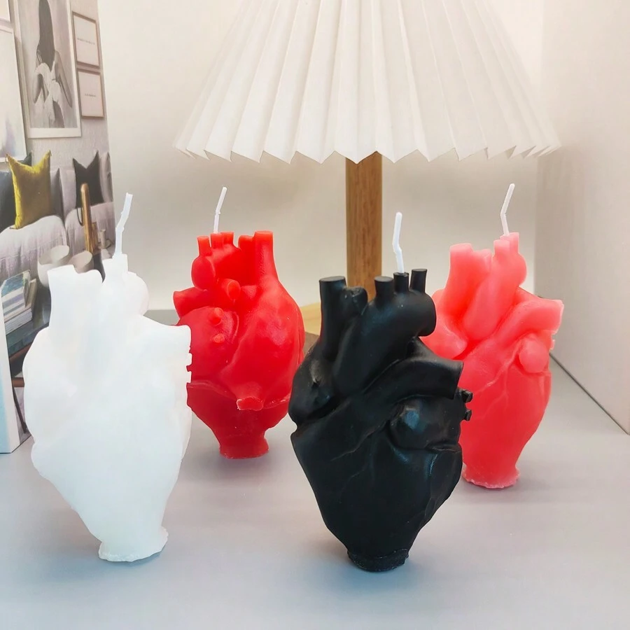 1 件手工制作的心形香薰蜡烛装饰，颜色略有变化，房间装饰，礼物 - 多色 - 查看 1