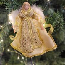 Kit 3 Decorative Angels Christmas Pendant Luxury Sequins Gold 17cm - Noel Decor - 金色 - 查看 2