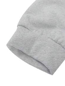 LovelyWholesale Bộ đồ nữ thường ngày gồm áo tay ngắn in chữ và quần ống rộng có dây rút, thích hợp cho mùa thu hè. - Xám - Xem 4