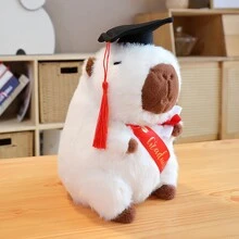 1pc Cute Cartoon Capybara Plush Doll With Graduation Cap, Back To School Gift - Multicolor - View 7