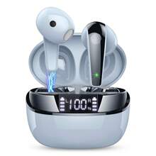 无线蓝牙耳机，蓝牙 5.3 耳机，带麦克风的迷你无线耳机，50H 低音无线耳机，降噪 IP7 防水蓝牙耳机，适用于 Apple iPhone、iPad、笔记本电脑的 LED，适合家人、朋友、儿童、万圣节、秋季的礼物