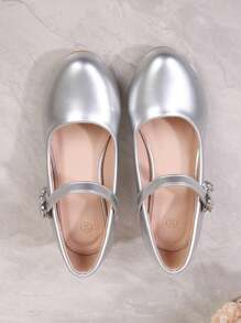 2024 年春秋新款粗跟圆头玛丽珍鞋女款 - 銀色 - 查看 2