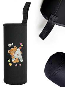 Capa para Garrafa de Água Isolada 550ml Copo de Vidro Universal Portátil Anti Escaldante Corda de Elevação Água Café Leite CháFrio Capa de Copo Isolante Mão a Mão com Elevação Anti Escaldante Canudo Espessado Organizador Externo Viagem Moda Carta Impressa Série