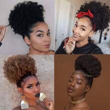 8Inch Afro Puff Drawstring Ponytail Kinky Curly Bun Hair Synthetic Short Extensions Hairpieces Updo Hair For Women