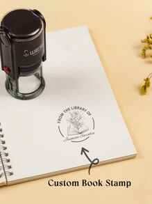 Personalized Book Stamp | Book Embosser Stamp | Custom Book Stamp | Bookplate Stamp | From The Library Of Stamp | Self Inking Back To School - Black - View 11