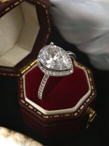 1 pieza Anillo con forma de lágrima clásico de plata de ley 925, regalo de pareja para el Día de San Valentín, Navidad, cumpleaños, elegante anillo colgante, regalo para mujeres - gotas de agua - Ver 3