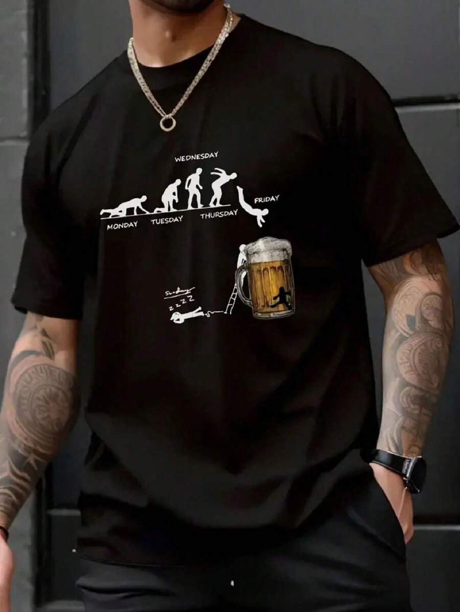 POLARBEAR Camiseta Básica Friday Cerveja (FRENTE) Masculina Feminina Algodão Camisa Costura Reforçada Unissex StreetWear - Preto - Visão 1