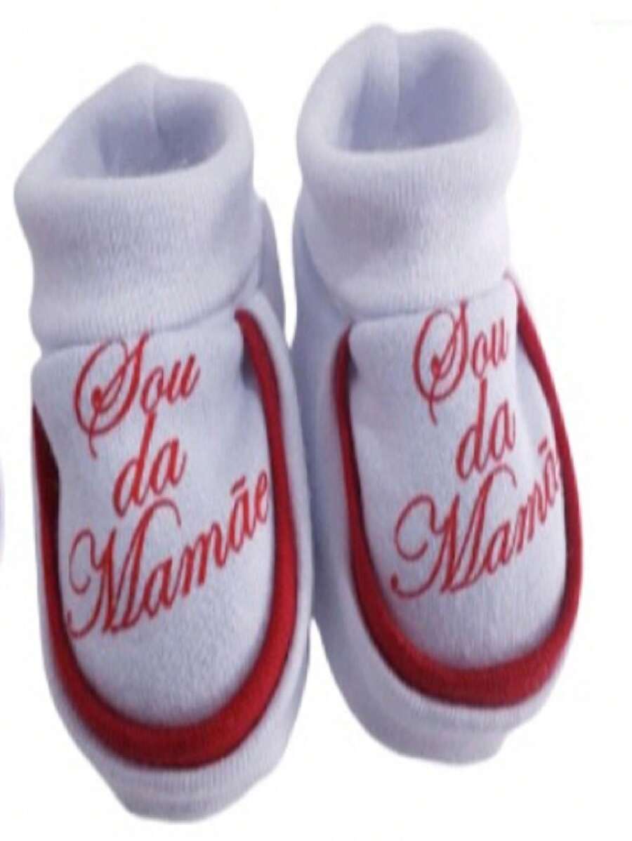 Slippers With The Phrase Baby Shoes. I'm Mommy's. Colors: Pink, Pink, Red And White, Navy Blue, Baby Blue, Red And White. - 白色 - 查看 1