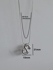 MECYLIFE 1pc Stainless Steel 3D Bubble Letter Design Necklace