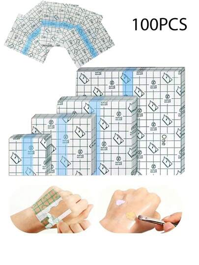 10/50/100 piezas Vendas de película de belleza transparente impermeable, película adhesiva delgada para ducha, natación, protección y cuidado posterior de tatuajes, apta para mezcla cosmética