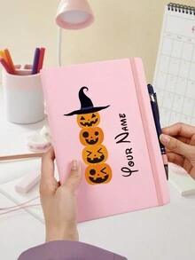 1 cuốn sổ tay/nhật ký/nhật ký/quà tặng theo chủ đề Halloween cho trẻ em/bé gái/bé gái tuổi teen/bé trai/bé trai tuổi teen: Dòng kẻ rộng có dòng kẻ trắng 5,7" X 8,3" kích thước 200 trang, sổ ghi nhớ hình quả bí ngô cho lễ hội hóa trang Halloween Trick Or Treat, quà tặng văn phòng phẩm Sổ tay theo chủ đề Halloween cổ điển cho người lớn. Phù thủy, ếch và dơi, vật quen thuộc. Quà tặng thẩm mỹ có dòng kẻ độc đáo cho trường đại học, quay lại trường - Chủ đề Halloween đen - Xem 5