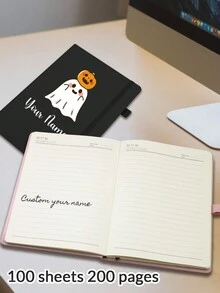 1 cuốn sổ tay/nhật ký/nhật ký/quà tặng theo chủ đề Halloween cho trẻ em/bé gái/bé gái tuổi teen/bé trai/bé trai tuổi teen: Dòng kẻ rộng có dòng kẻ trắng 5,7" X 8,3" kích thước 200 trang, sổ ghi nhớ hình quả bí ngô cho lễ hội hóa trang Halloween Trick Or Treat, quà tặng văn phòng phẩm Sổ tay theo chủ đề Halloween cổ điển cho người lớn. Phù thủy, ếch và dơi, vật quen thuộc. Quà tặng thẩm mỹ có dòng kẻ độc đáo cho trường đại học, quay lại trường - Chủ đề Halloween đen - Xem 7