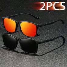 2 件时尚复古格纹图案方形男女通用时尚眼镜奢华品牌设计师时尚眼镜时尚热带海滩度假夏季粉彩矩形眼镜闪亮材质优雅美学度假服装男士太阳镜经典驾驶钓鱼旅行购物户外运动旅游露营登山休闲护目镜复古旅行司机时尚眼镜男女眼镜 - 2ZHF317-2 - 查看 5