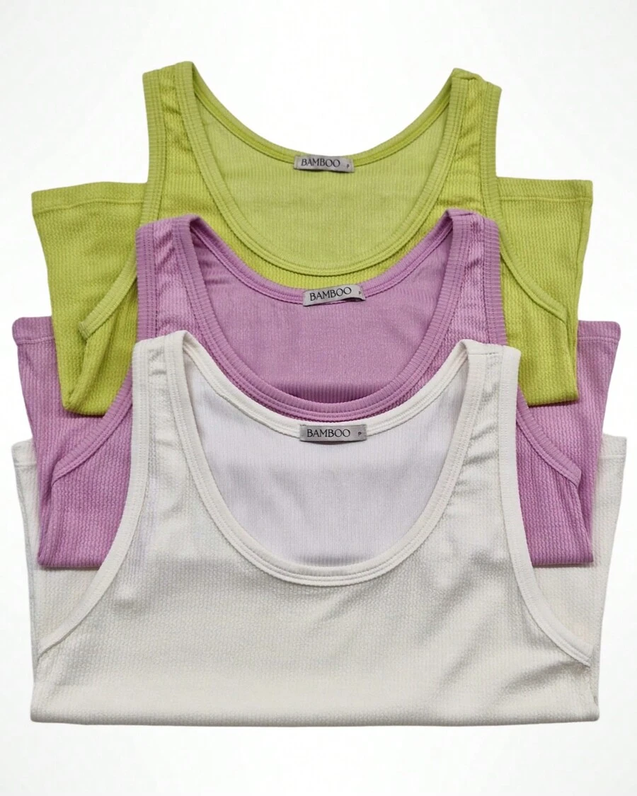 Kit 3 Basic Cloud Mesh Tank Top - 彩色 - 查看 1