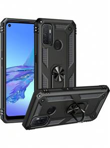 Heavy Duty Rugged Shield Case With Ring For ZTE Blade A53 - Black - View 1