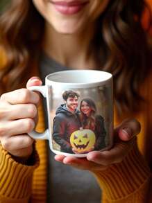1 pezzo Tazza personalizzata con foto, tazza da caffè con tema personalizzato di Ognissanti, crea memorabilia fotografica personalizzata unica e duratura, tazza personalizzata per anniversario, regalo per il riscaldamento della casa, regalo di Ognissanti, regalo di San Valentino, regalo ideale per lui, regalo ideale per lei, ragazzo, papà, ragazza, mamma, famiglia, amici - Foto personalizzate - Visualizzare 3
