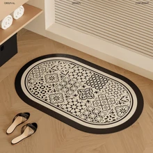 1/3 Juego de alfombras de baño vintage antideslizantes y absorbentes de silicona, con un grosor de 2,5 mm, diseño vintage, alfombra en forma de U para el inodoro, felpudo para el lavabo, decoración de piso de baño, alfombra de entrada, decoración de otoño, accesorios de baño, decoración de entrada para volver al colegio