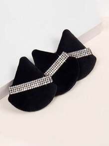 24pcs/15pcs/8pcs/3pcs Flocked Triangle Makeup Sponges, Soft & Fluffy Texture, Suitable For Face & Body Powder Puff, Mixed Set Makeup Beauty Tools,Giveaways,Travel,Cheap Stuff,Travel Essential - Black - View 4