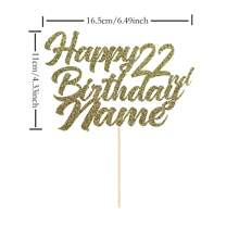 1 szt. Personalizowana dekoracja tortu urodzinowego z imieniem i wiekiem, w zestawie dwustronna karta z brokatem w różnych kolorach - Wielokolorowe - Zobacz 4