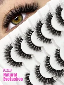 Asiteo 7 Pairs Russian Strip Lashes Natural Looking Soft & Fluffy Mink Lashes 3D False Eyelashes Russian Volume Eyelashes Fake Eyelashes Dramatic Messy Mink Lashes Wispy Long Foxy Eye Lifting Look Eyelash Extension Kit Full Eyelash Strip To Lengthen And Volumize The Outer Corner Of Your Eye Beauty Makeup - Black - View 1