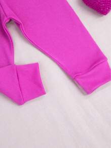 SHEIN Ribbed Knit Pants For Baby Girls And Boys, 2 Pieces, Soft, Hypoallergenic, Comfort Waistband, No Elastic, Perfect Fit, Ribbed Knit, 100% Cotton - 玫紅色 - 查看 11